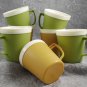 Vintage Set of 7 Harvest Gold Avocado Green Melmac Flared Thermo Mugs