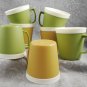 Vintage Set of 7 Harvest Gold Avocado Green Melmac Flared Thermo Mugs