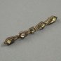 Vintage Silver Goldtone Metal Bar Brooch or Pin w/ Rhinestones