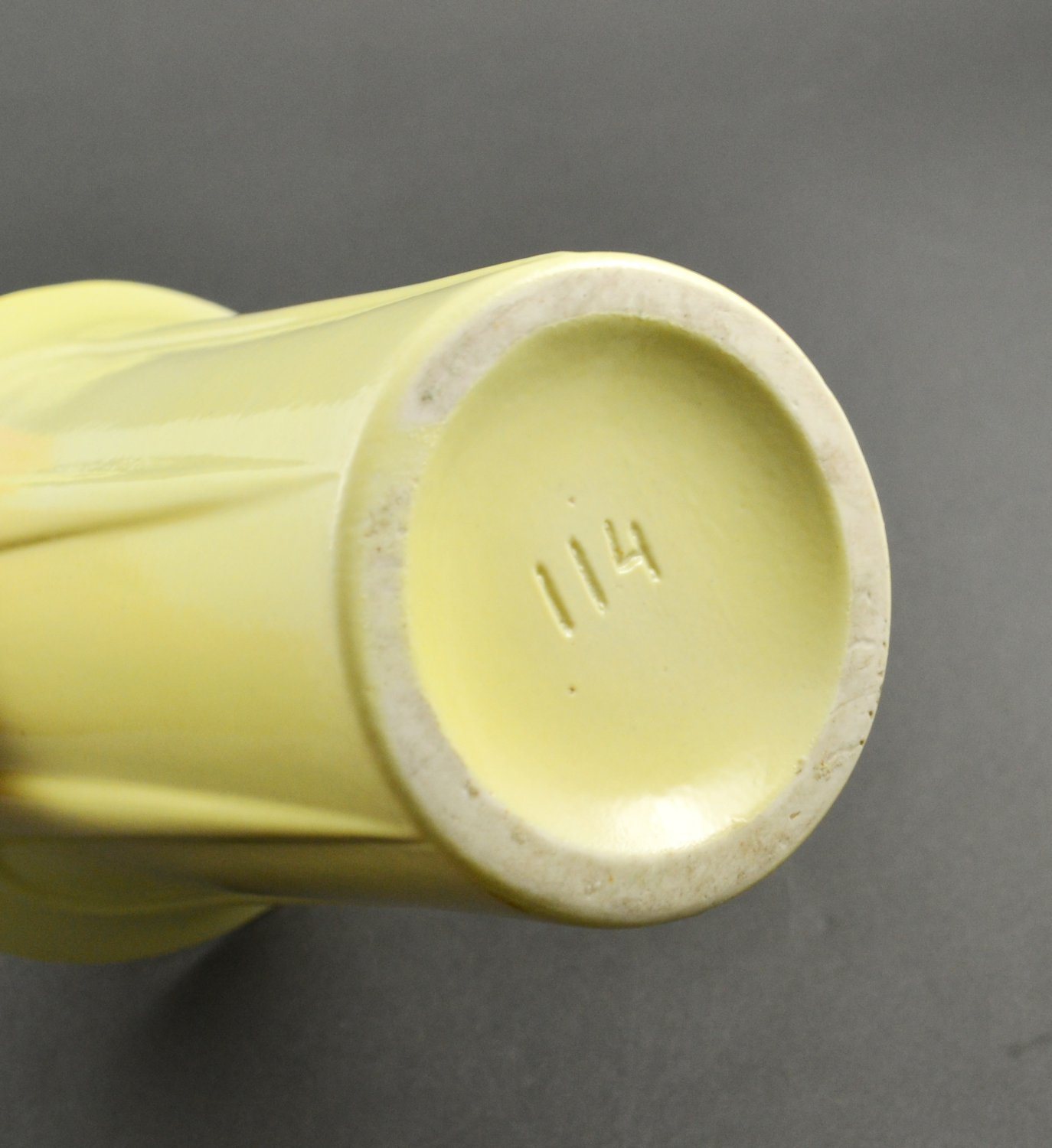 Vintage Tall Yellow Pottery Art Deco Style Flared Vase 114