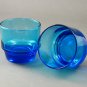 Set of 2 Vintage Blue Glass Old Fashioned Tumblers