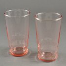 Set of 2 Pink Depression Ring Panel Glass Juice Tumblers