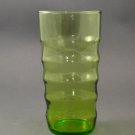 Vintage Lime Green Glass Horizontal Wide Ribbed Vase