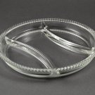 Vintage Clear Glass 3-Part Relish Dish w/ Beaded Edge