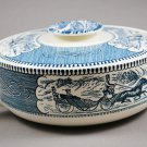 Royal China Vintage Currier & Ives Blue Covered Casserole Dish