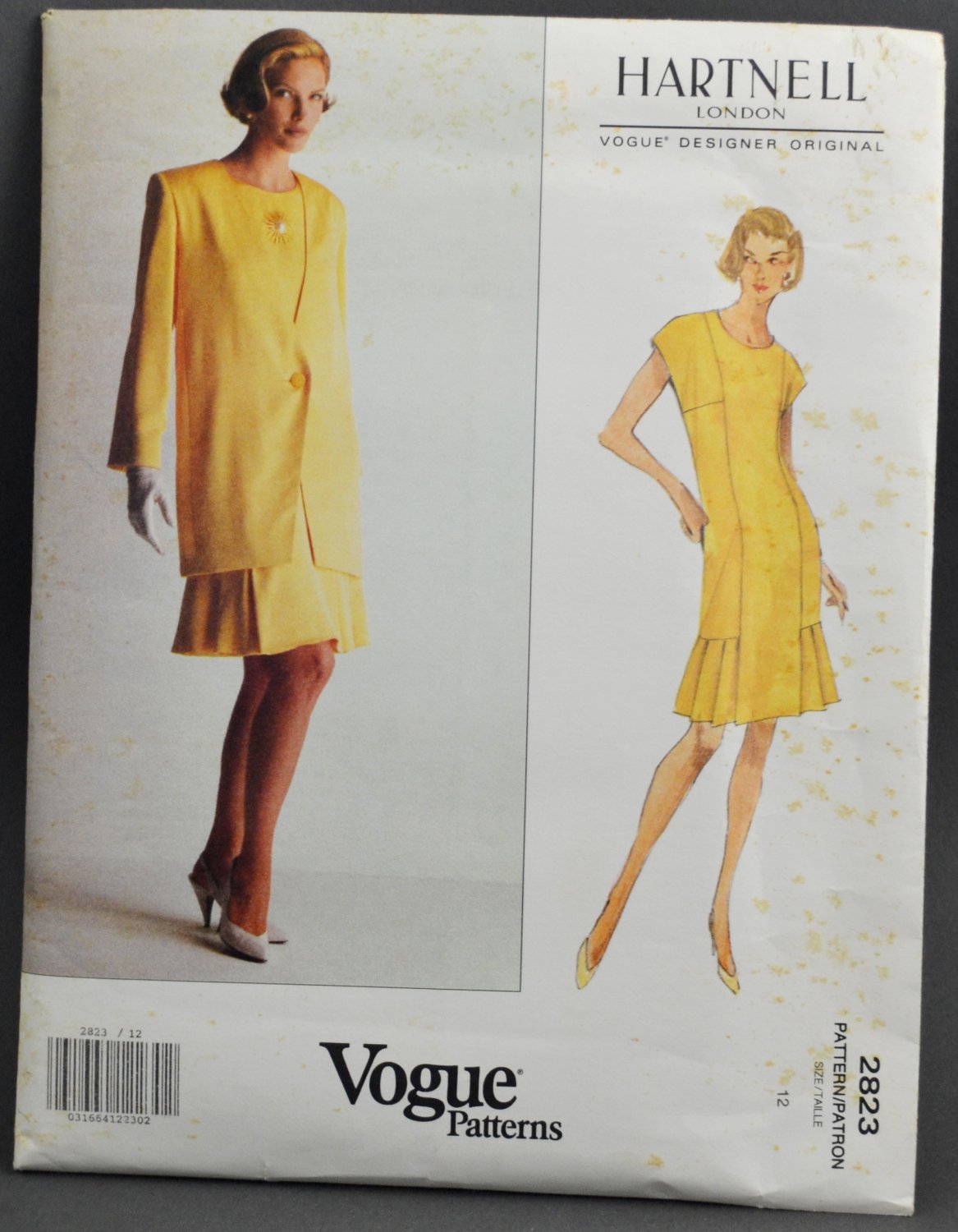 Vogue Sewing Pattern 2823 Hartnell London Vogue Designer Original Uncut Misses Size 12