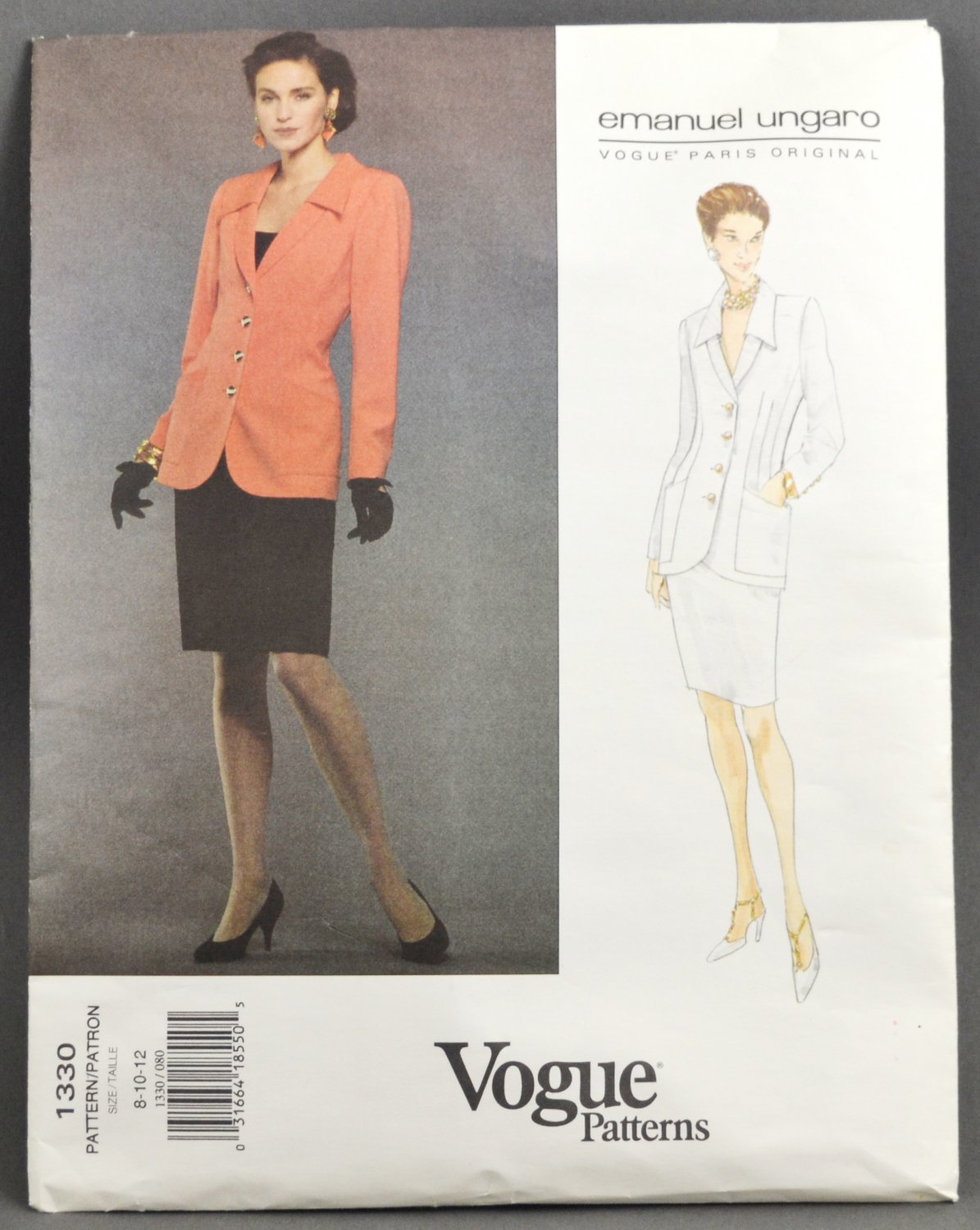 Vogue Sewing Pattern 1330 Emanuel Ungaro Paris Original Misses' Suit Size 8-10-12