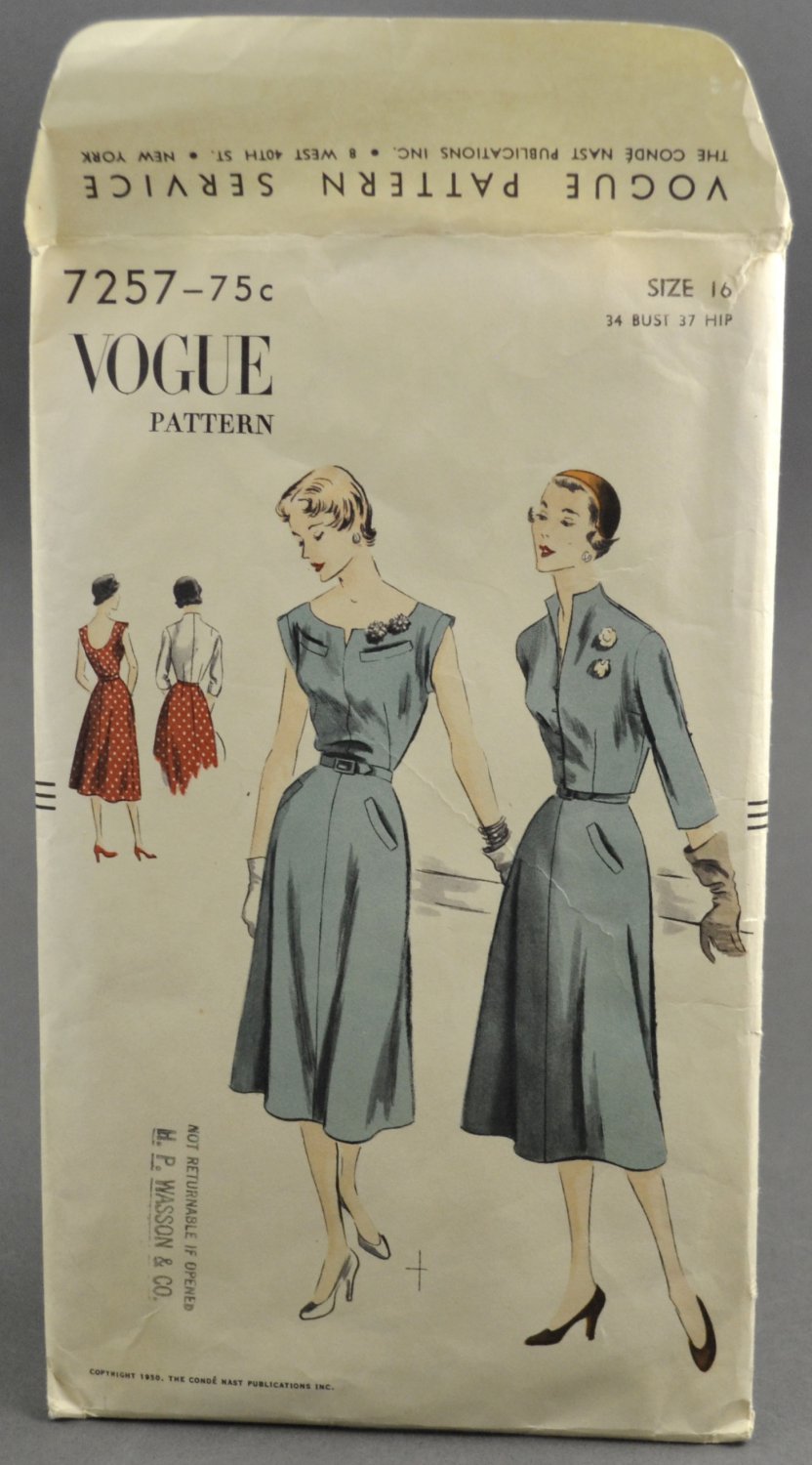 Vogue 7257 Sewing Pattern Misses' One Piece Dress & Jacket Easy Size 16