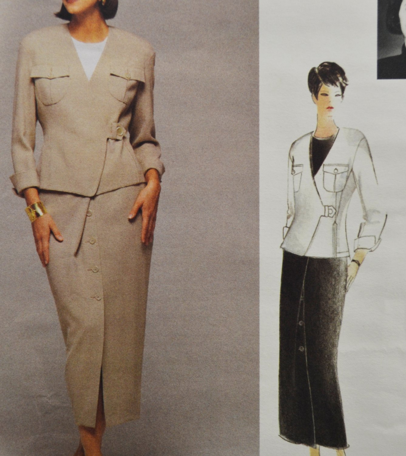 Vogue Attitudes 1300 Odile Lancon 1990s Jacket & Skirt Misses' Size 8-10-12