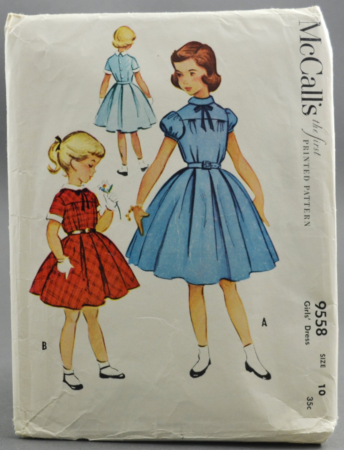 McCall's 9558 Sewing Pattern Girls' Dress w/ Short Sleeves & Pleats Size 10