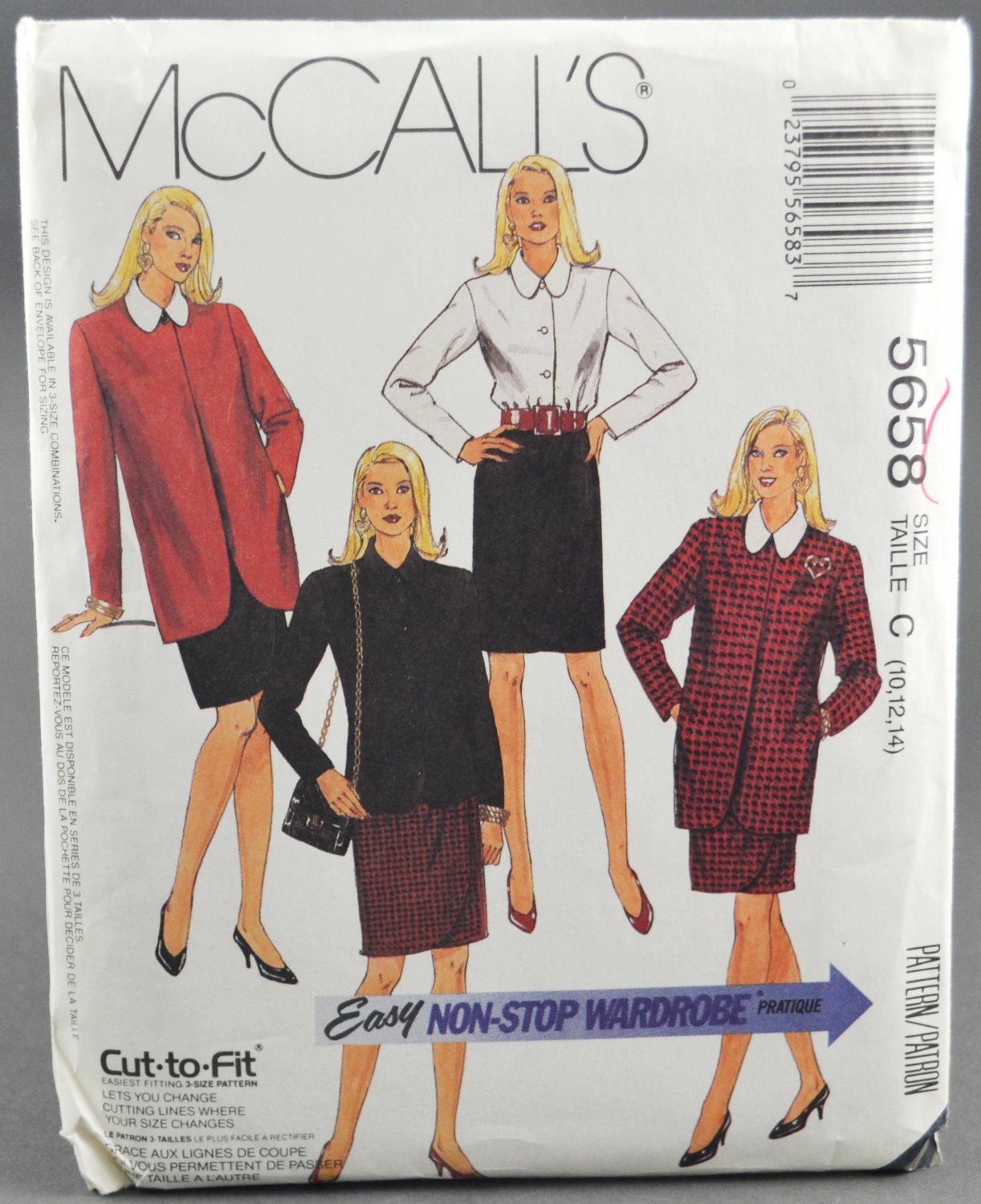 McCall's 5658 Sewing Pattern Unlined Jacket Blouse Skirt Misses' Size C 10-12-14