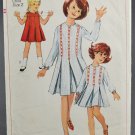 Simplicity 6324 Sewing Pattern Child's Girls' One Piece Dress w/ Inverted Pleats Size 2