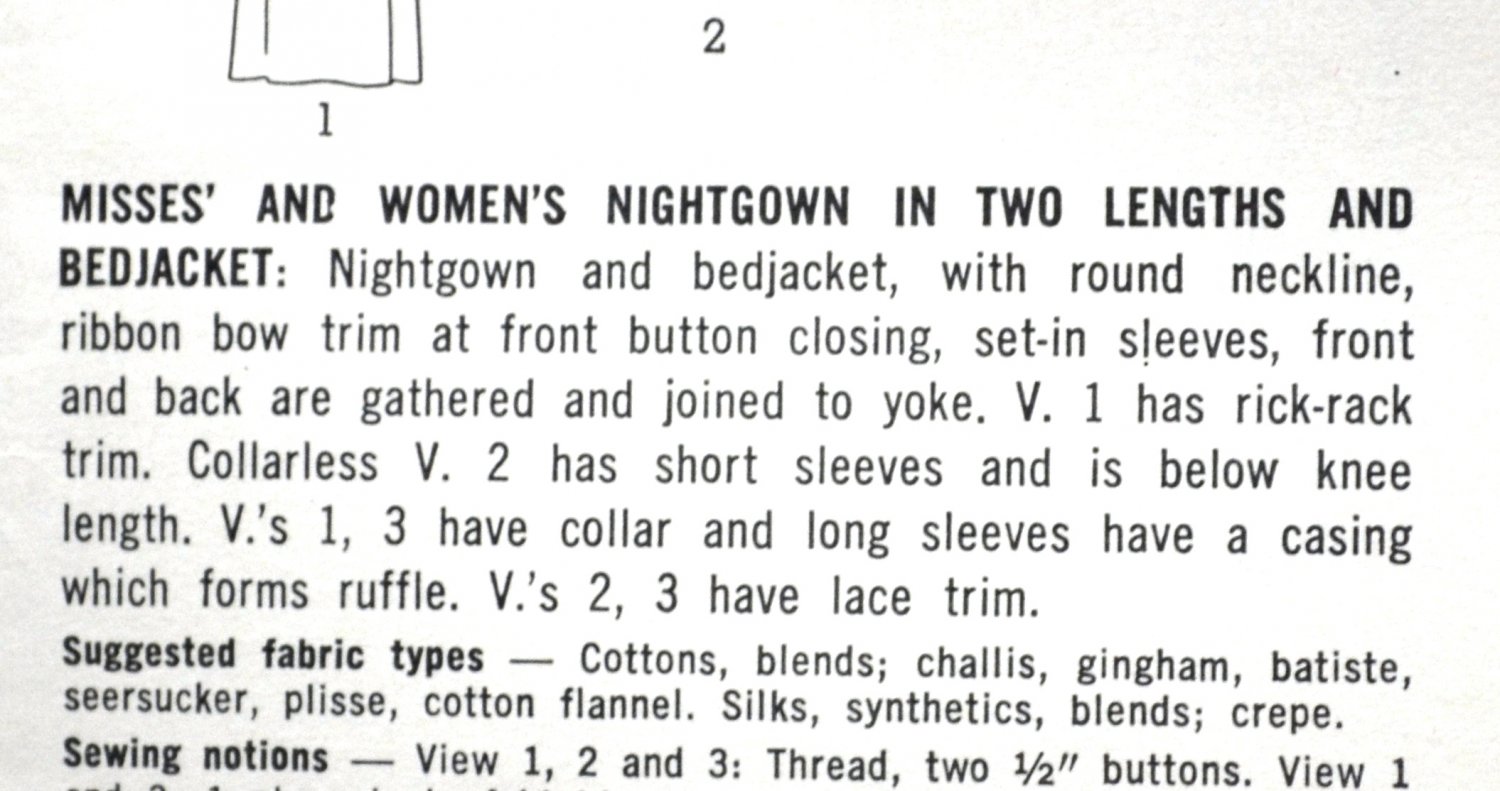 Simplicity 5193 Size 12 Sewing Pattern Misses Nightgown And Bedjacket 4740