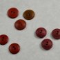 8 Vintage Sewing Buttons in Dark Reds 2 Hole Various Materials Canotex & Size