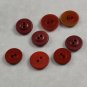 8 Vintage Sewing Buttons in Dark Reds 2 Hole Various Materials Canotex & Size