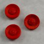 3 Red Plastic Self Shank Vintage Sewing Buttons 15/16 Inch Flower Design