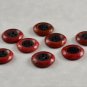 Set of 8 Red w/ Black Centers Vintage Plastic Sewing Buttons 4 Hole 3/4 Inch