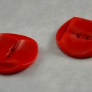 2 Red w/ Wave Design Vintage Plastic Sewing Buttons 1 1/2 Inch Diameter