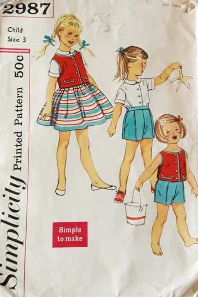 Simplicity 2987 Sewing Pattern Child's Blouse Shorts Jacket Skirt Size 3