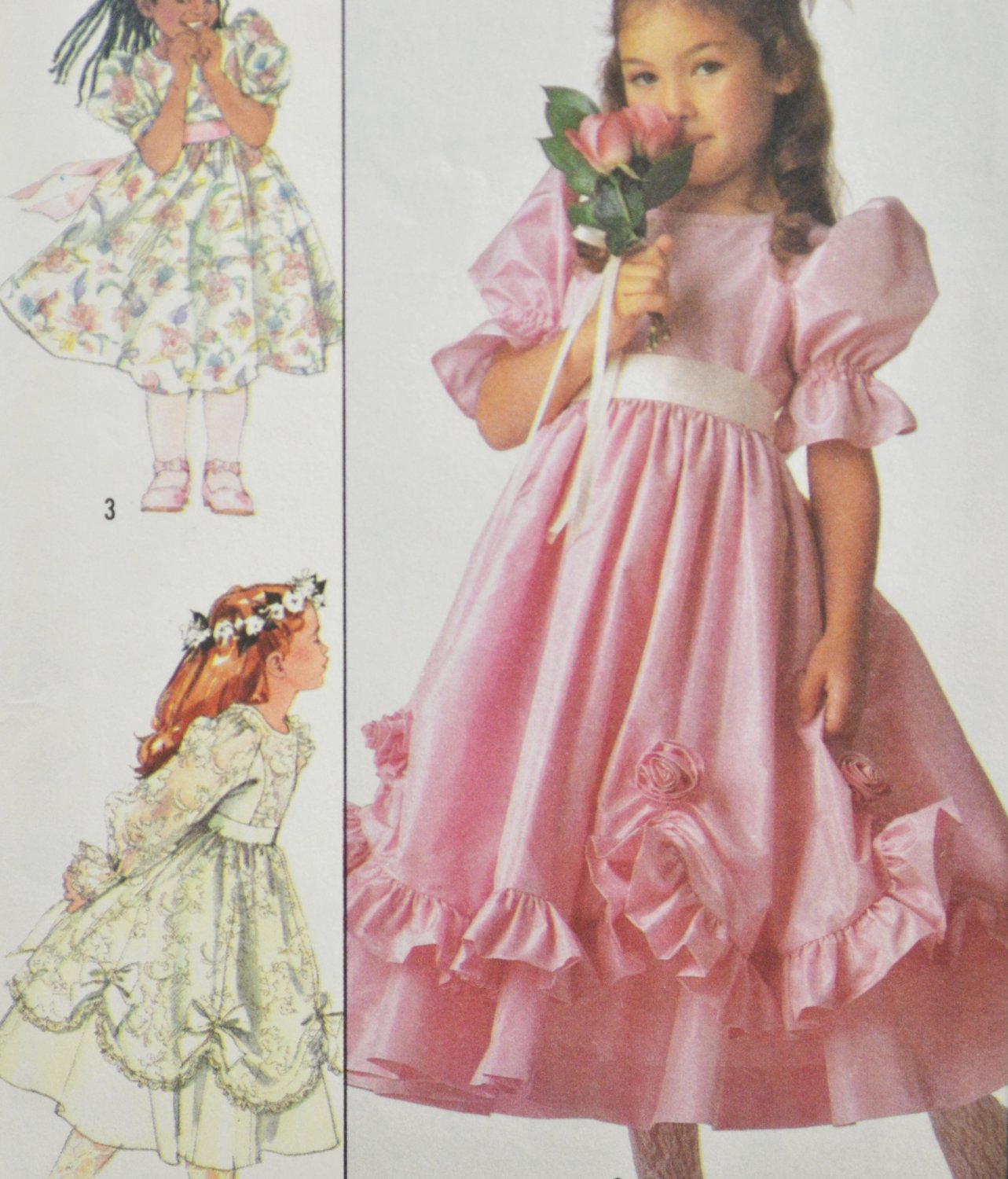Simplicity 8987 Sewing Pattern Girls' Tea Length Dress Ribbons Bows ...