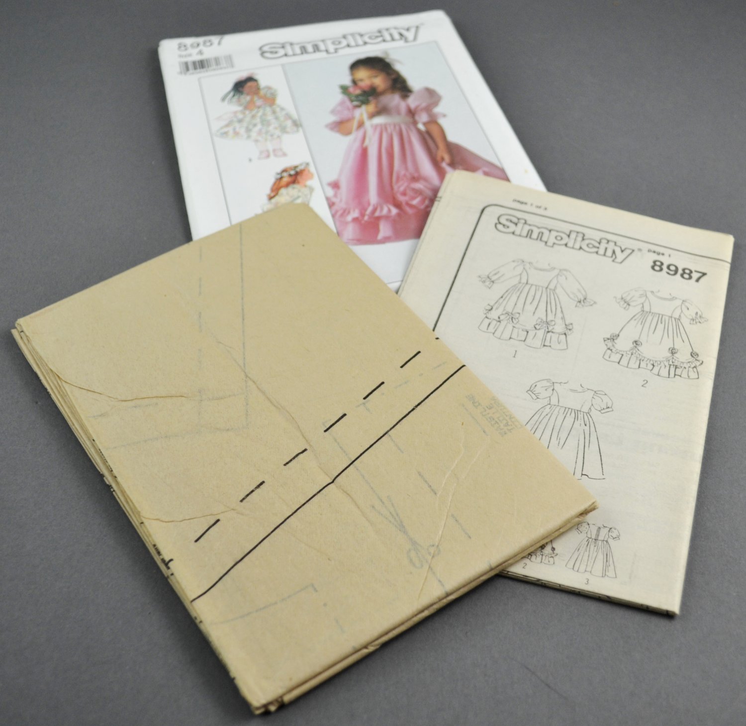 Simplicity 8987 Sewing Pattern Girls' Tea Length Dress Ribbons Bows ...