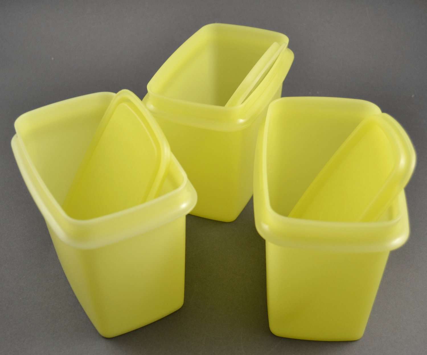 3 Tupperware Yellow Shelf Saver Storage Containers 1243 w/ Lids 1244