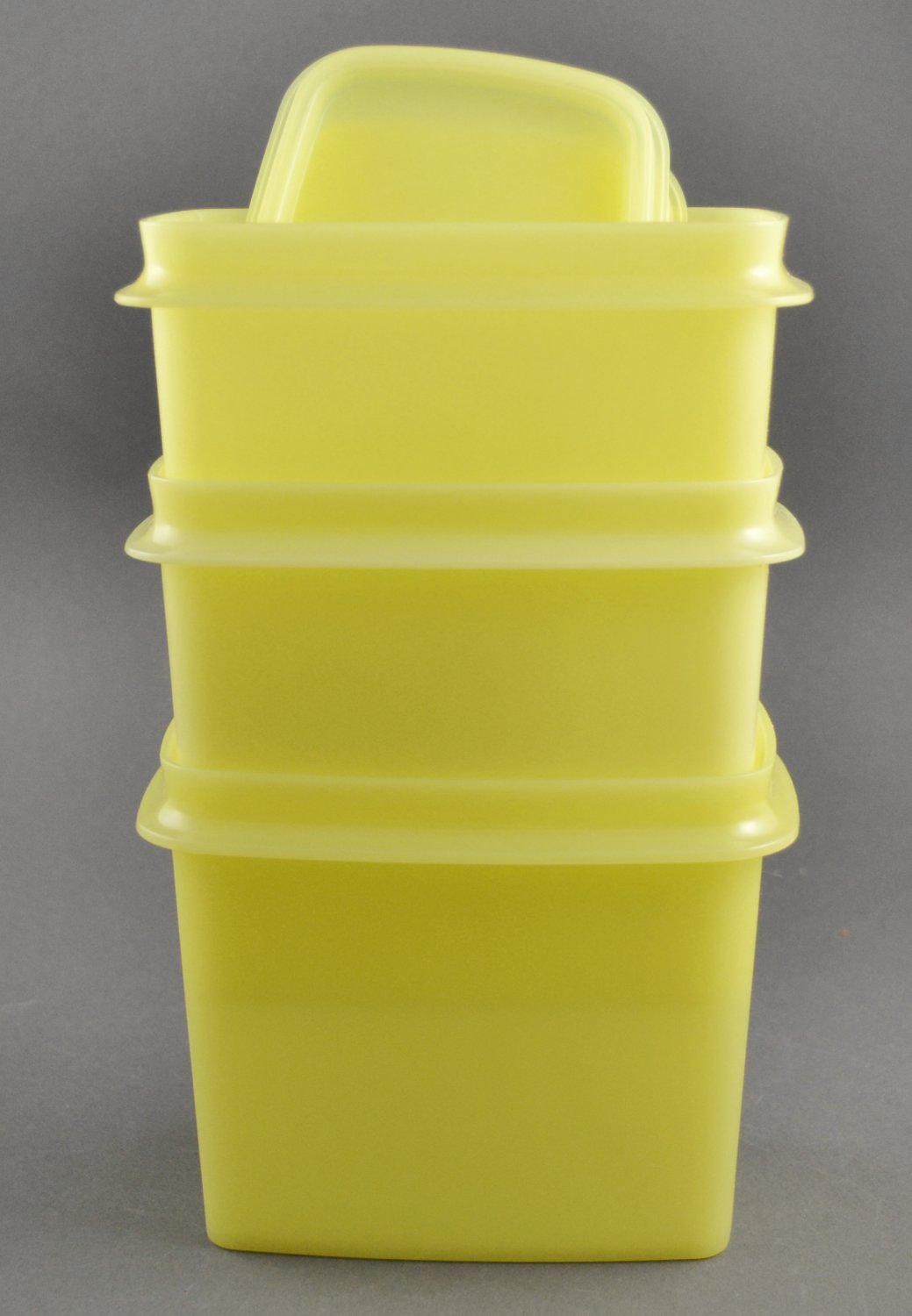 3 Tupperware Yellow Shelf Saver Storage Containers 1243 w/ Lids 1244