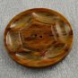Vintage Large Plastic Coat Button Brown Tan Marbled 2 Inch Round 2 Hole