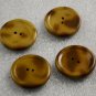 4 Vintage Sewing Buttons Plastic w/ Metal Backing 2-Hole Marbled Tan 1 3/8 Inch