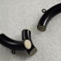 3 Black Curved w/ Metal Shank Toggle Vintage Coat Buttons
