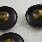 3 Large Mid-Century Metal & Plastic Sewing Buttons w/ Self Shank Saucer Atomic