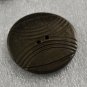2 Vintage Round Wood Sewing Buttons 2 Hole Brown Curved Line Design