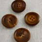 4 Brown w/ Tan Plastic Vintage Round Buttons 4 Holes