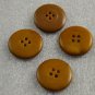 4 Brown w/ Tan Plastic Vintage Round Buttons 4 Holes
