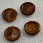 4 Brown w/ Tan Plastic Vintage Round Buttons 4 Holes