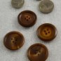 4 Brown w/ Tan Plastic Vintage Round Buttons 4 Holes