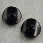 2 Black w/ Green Oval Vintage Plastic Buttons Self-Shank Ribbed