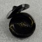 2 Black w/ Green Oval Vintage Plastic Buttons Self-Shank Ribbed