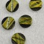 5 Olive Green Textured 2-Hole Round Vintage Plastic Buttons 7/8 Inch