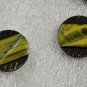 5 Olive Green Textured 2-Hole Round Vintage Plastic Buttons 7/8 Inch