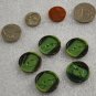 5 Olive Green Textured 2-Hole Round Vintage Plastic Buttons 7/8 Inch