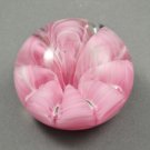Joe St. Clair Art Glass Crimped Pink & White Small Paperweight