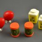Vintage Plastic Salt & Pepper Shakers  3 Sets incl Barrel Egg Rooster