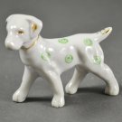 Vintage White Porcelain English Pointer Dog Figurine w/ Gold and Green Trim