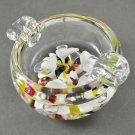 Maude & Bob St. Clair Art Glass Multi-Color Floral Ashtray Paperweight