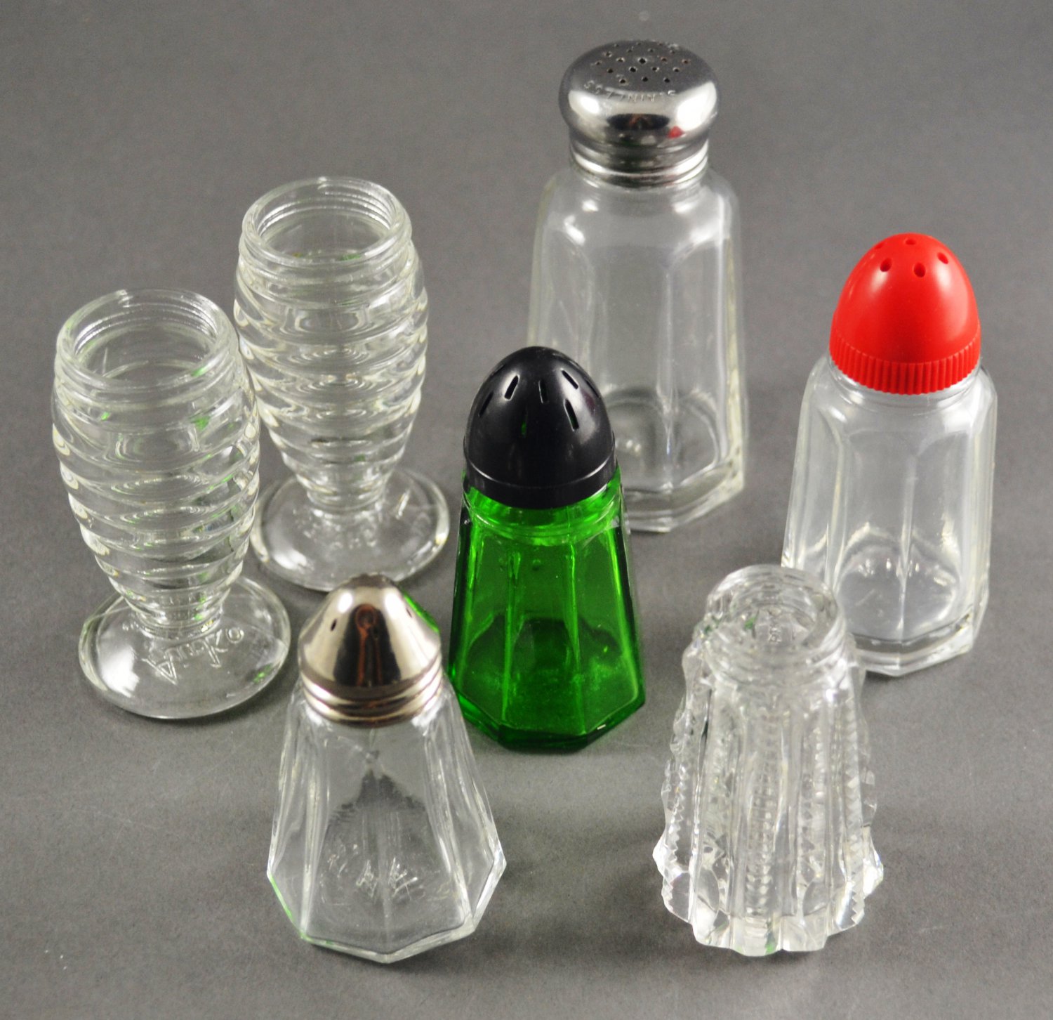 Lot of 7 Vintage Mix Match Glass Salt Pepper Shakers