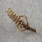 Vintage Gold Tone Lapel Pin w. Faux Seed Pearls Floral Spray