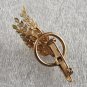 Vintage Gold Tone Lapel Pin w. Faux Seed Pearls Floral Spray