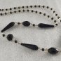 Vintage Pull-Over Necklace w/ Black and Clear Plastic Beads
