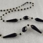Vintage Pull-Over Necklace w/ Black and Clear Plastic Beads